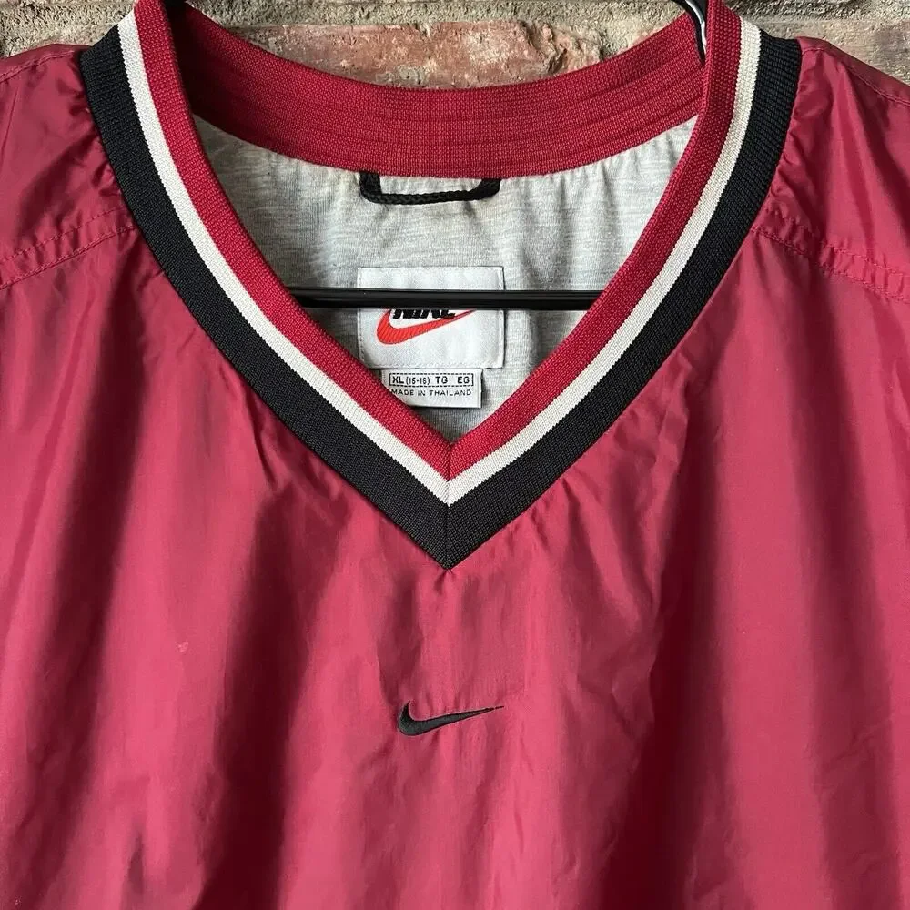 Vintage 90's Nike Windbreaker Jacket 1990s Women's XL Red Center Swoosh